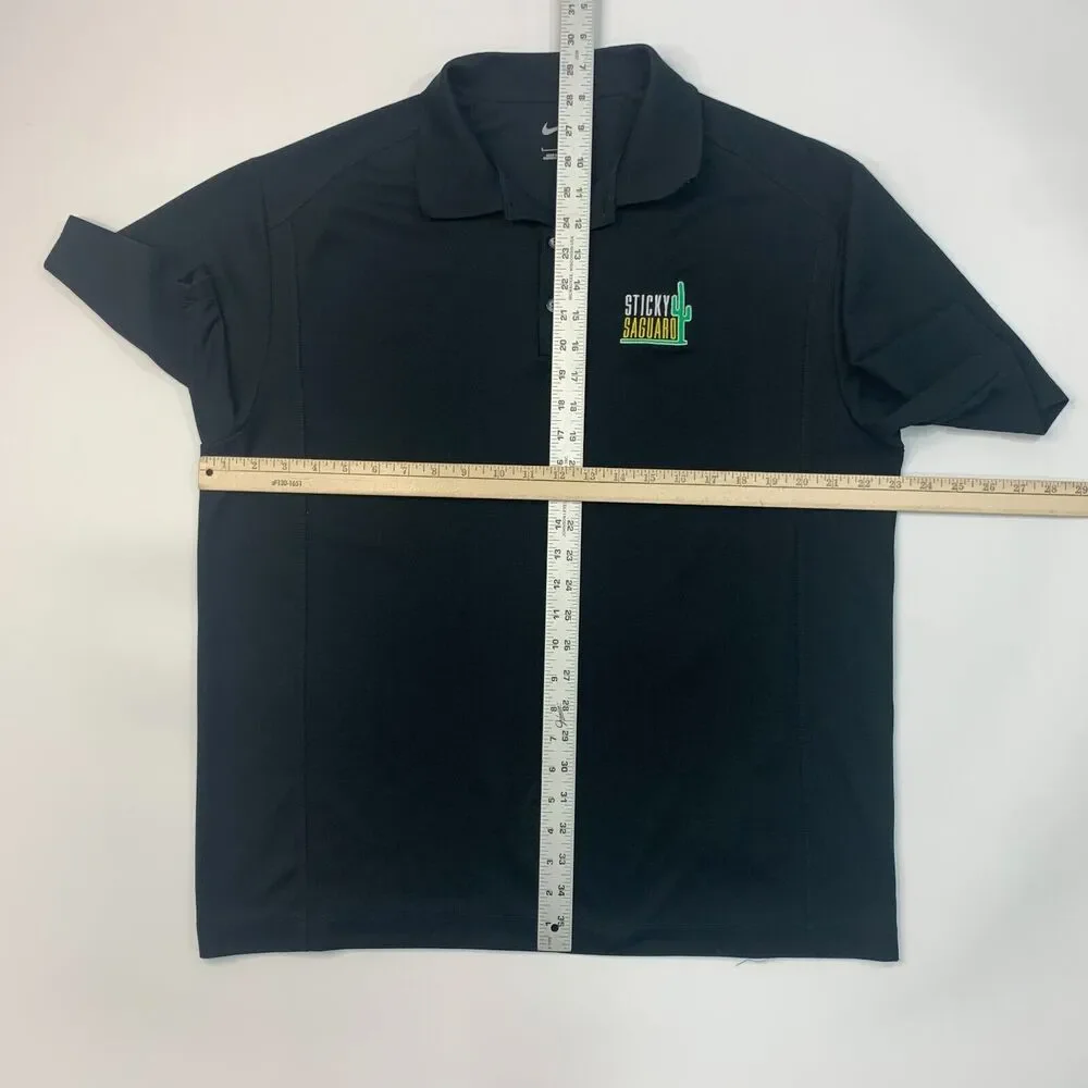 Nike Classic Polo Shirt Mens L Large Black Moisture Wicking Performance Golf